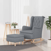 Fauteuil met voetenbank stof lichtgrijs 65x91x100 cm