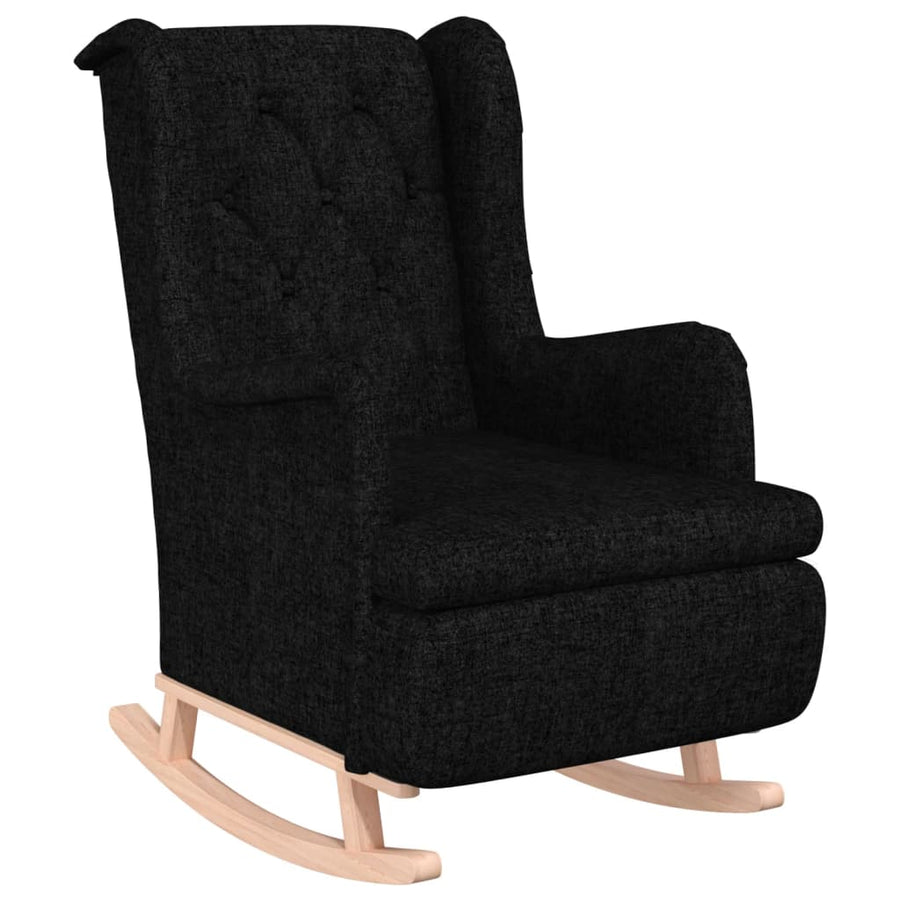 Fauteuil Met Schommelpoten En Voetenbank Stof Zwart