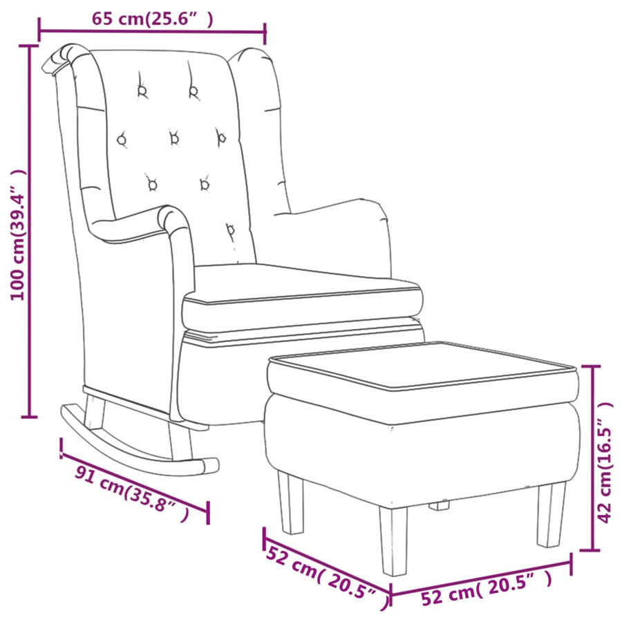 Fauteuil Met Schommelpoten En Voetenbank Stof Zwart