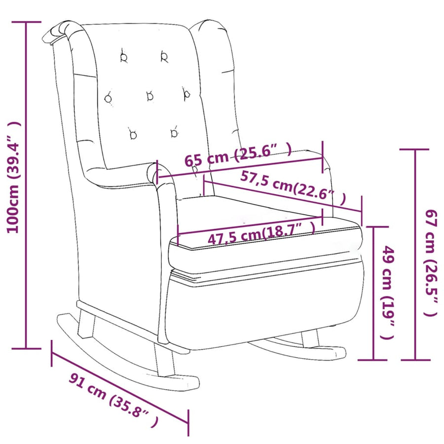 Fauteuil Met Schommelpoten En Voetenbank Stof Zwart