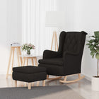 Fauteuil met schommelpoten en voetenbank zwart