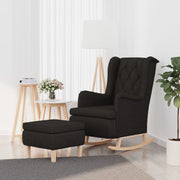 Fauteuil met schommelpoten en voetenbank zwart