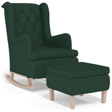 Fauteuil Met Schommelpoten En Voetenbank Stof Donkergroen Met voetensteun