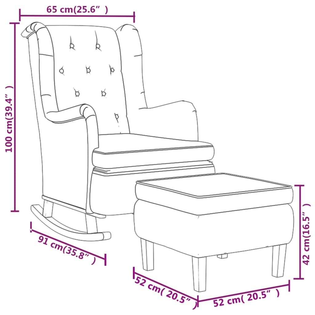 Fauteuil Met Schommelpoten En Voetenbank Stof Donkergroen Met voetensteun