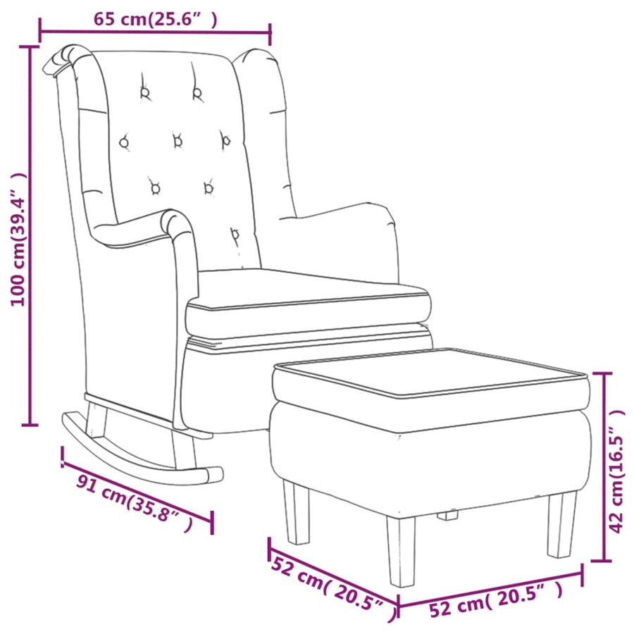 Fauteuil Met Schommelpoten En Voetenbank Stof Donkergroen Met voetensteun