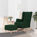 Fauteuil met schommelpoten en voetenbank stof donkergroen
