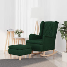 Fauteuil Met Schommelpoten En Voetenbank Stof Donkergroen Met voetensteun