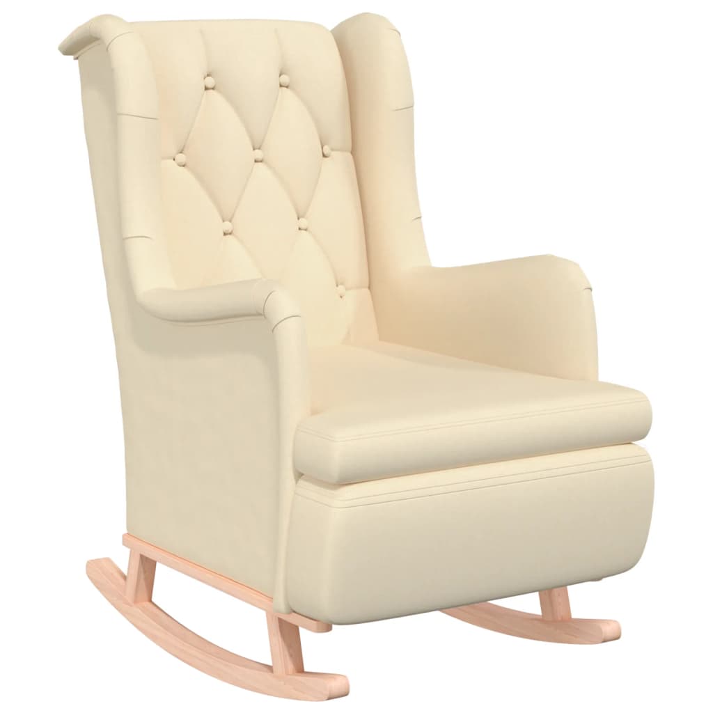 Fauteuil Met Schommelpoten En Voetenbank Stof Kleurig Crème Met voetensteun