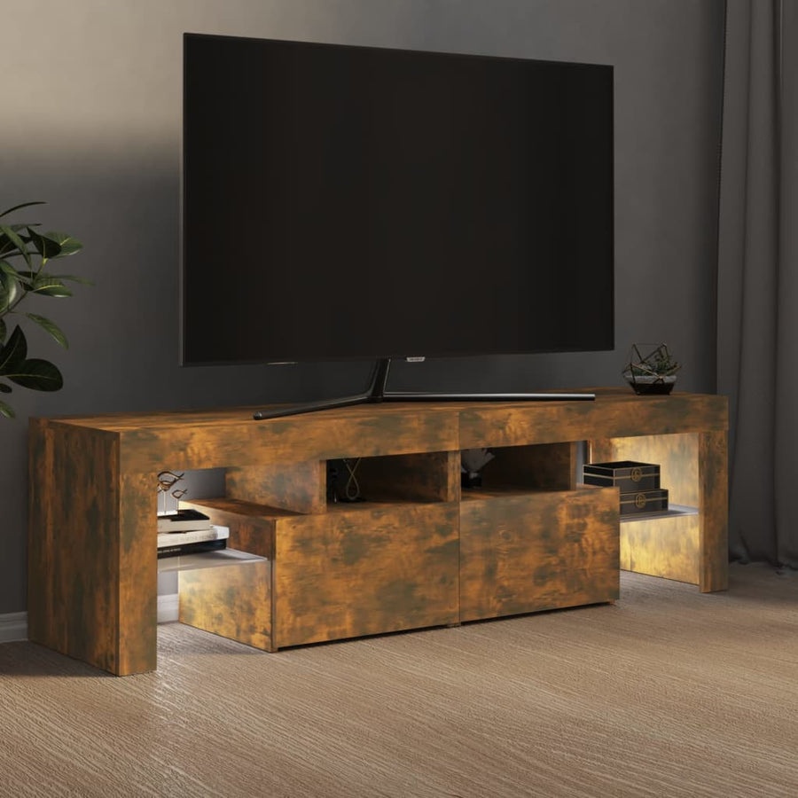 Tv-meubel LED-verlichting 140x36,5x40 cm gerookt eikenkleurig Gerookt eiken