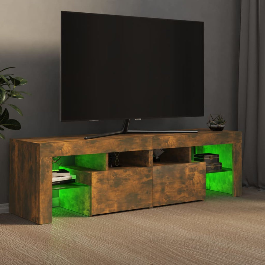 Tv-meubel LED-verlichting 140x36,5x40 cm gerookt eikenkleurig Gerookt eiken