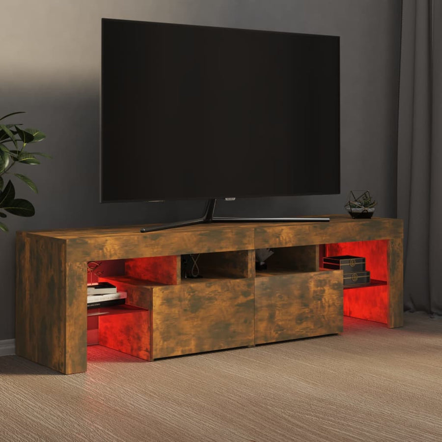 Tv-meubel LED-verlichting 140x36,5x40 cm gerookt eikenkleurig Gerookt eiken