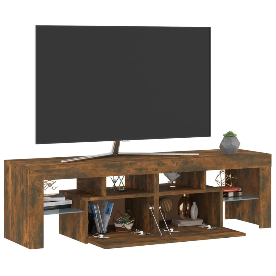 Tv-meubel LED-verlichting 140x36,5x40 cm gerookt eikenkleurig Gerookt eiken