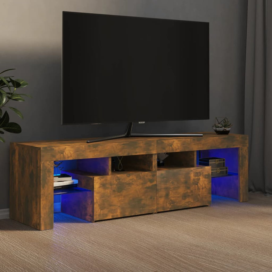 Tv-meubel LED-verlichting 140x36,5x40 cm gerookt eikenkleurig Gerookt eiken