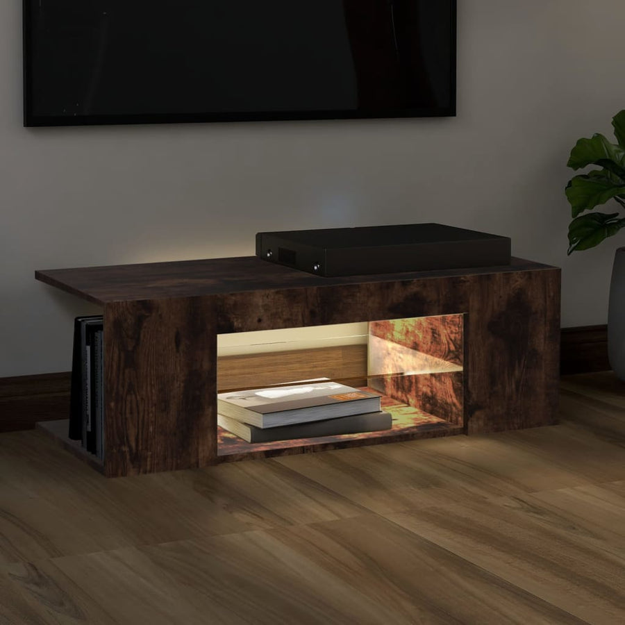 Tv-Meubel Met Led-Verlichting 90X39X30 Cm Kleurig Gerookt eiken
