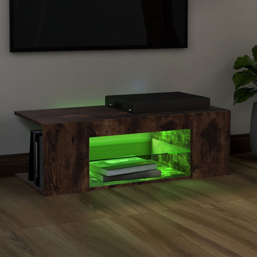 Tv-Meubel Met Led-Verlichting 90X39X30 Cm Kleurig Gerookt eiken