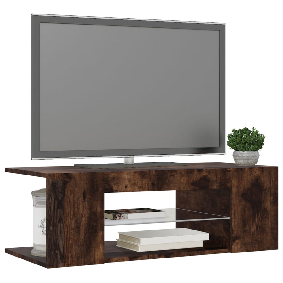 Tv-Meubel Met Led-Verlichting 90X39X30 Cm Kleurig Gerookt eiken