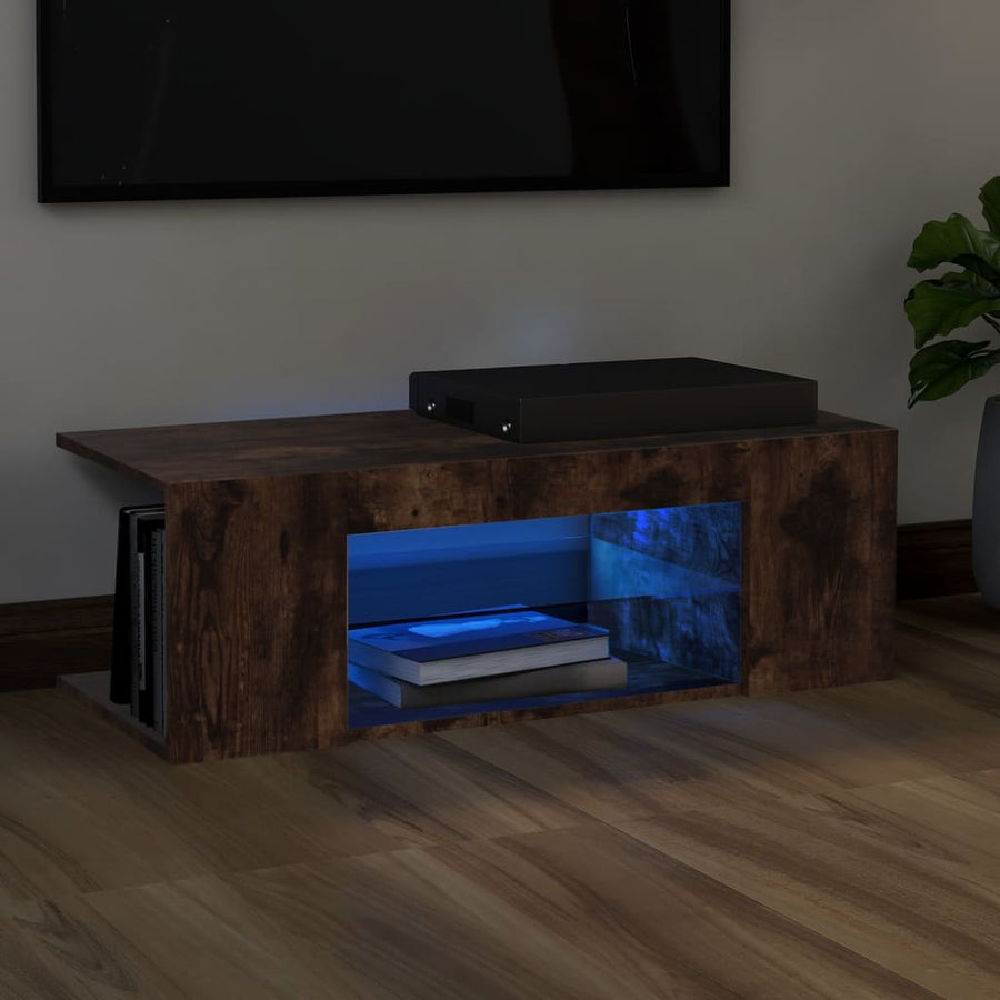 Tv-Meubel Met Led-Verlichting 90X39X30 Cm Kleurig Gerookt eiken