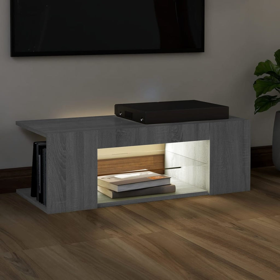 Tv-Meubel Met Led-Verlichting 90X39X30 Cm Eiken Grijs sonoma