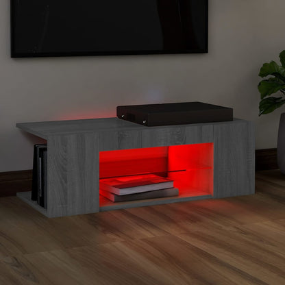 Tv-Meubel Met Led-Verlichting 90X39X30 Cm Eiken Grijs sonoma