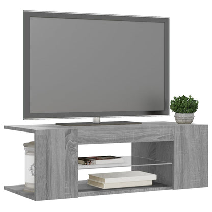 Tv-Meubel Met Led-Verlichting 90X39X30 Cm Eiken Grijs sonoma