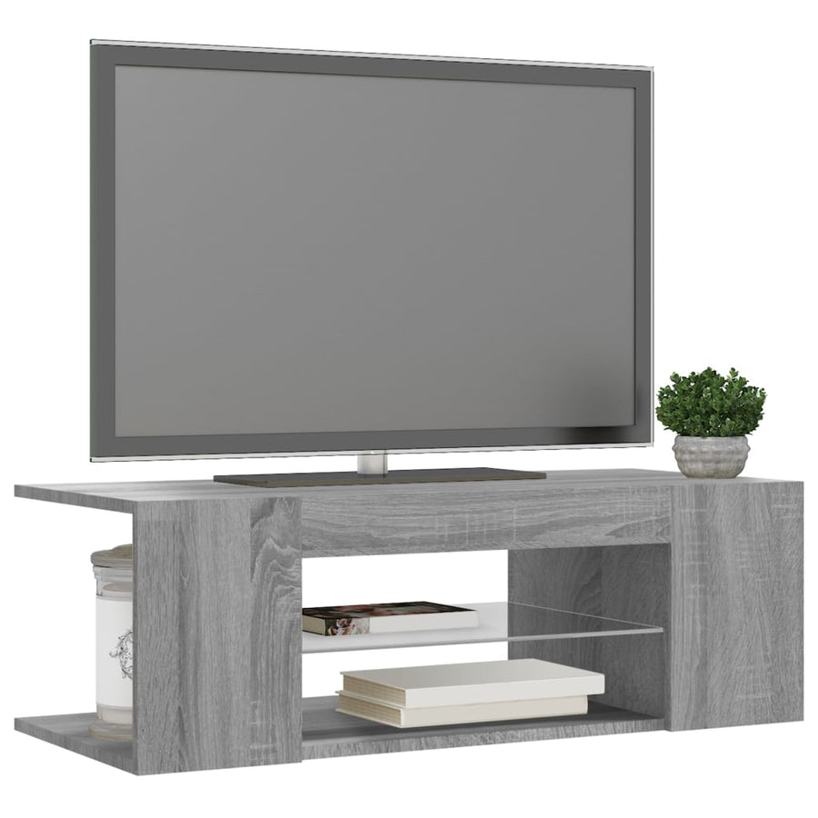 Tv-Meubel Met Led-Verlichting 90X39X30 Cm Eiken Grijs sonoma