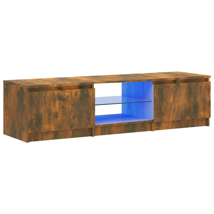 Tv-meubel LED-verlichting 140x40x35,5 cm gerookt eikenkleurig 140 x 40 x 35.5 cm Gerookt eiken