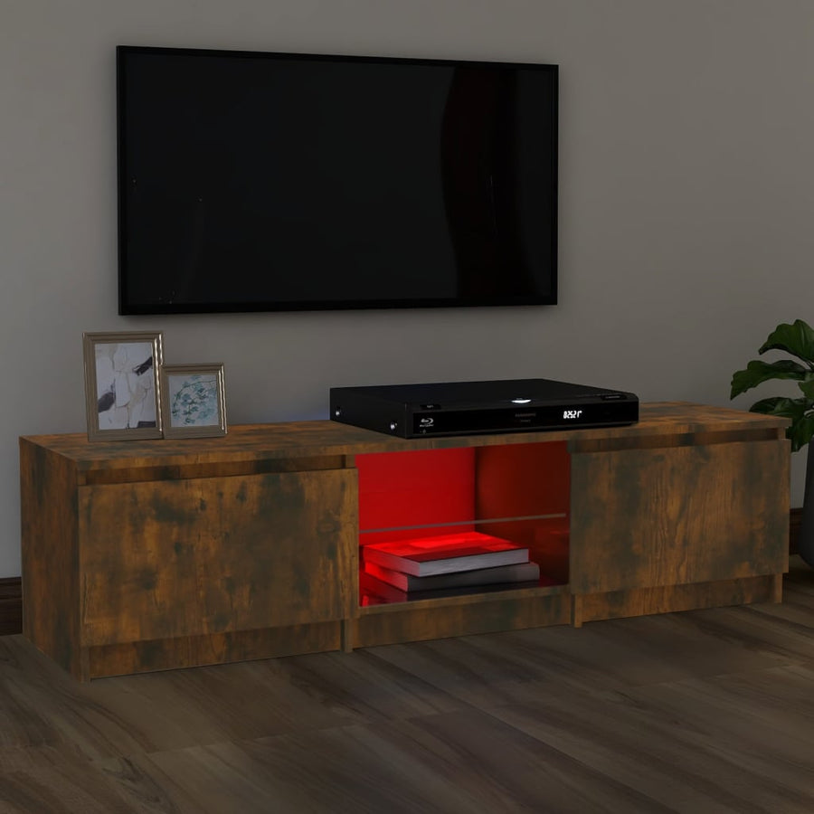 Tv-meubel LED-verlichting 140x40x35,5 cm gerookt eikenkleurig 140 x 40 x 35.5 cm Gerookt eiken