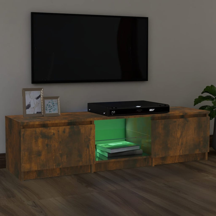 Tv-meubel LED-verlichting 140x40x35,5 cm gerookt eikenkleurig 140 x 40 x 35.5 cm Gerookt eiken