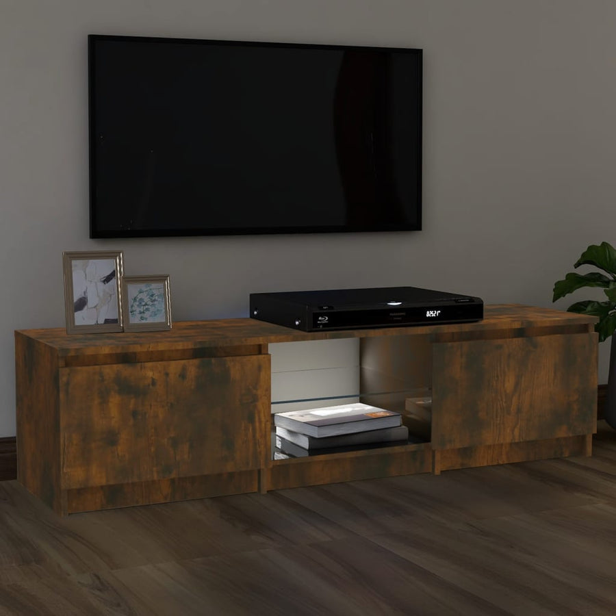 Tv-meubel LED-verlichting 140x40x35,5 cm gerookt eikenkleurig 140 x 40 x 35.5 cm Gerookt eiken
