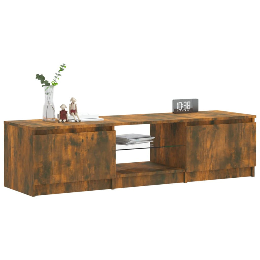 Tv-meubel LED-verlichting 140x40x35,5 cm gerookt eikenkleurig 140 x 40 x 35.5 cm Gerookt eiken