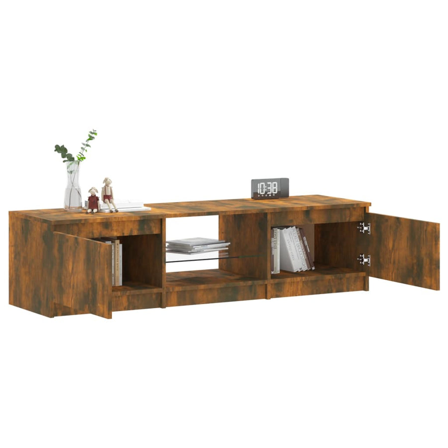 Tv-meubel LED-verlichting 140x40x35,5 cm gerookt eikenkleurig 140 x 40 x 35.5 cm Gerookt eiken