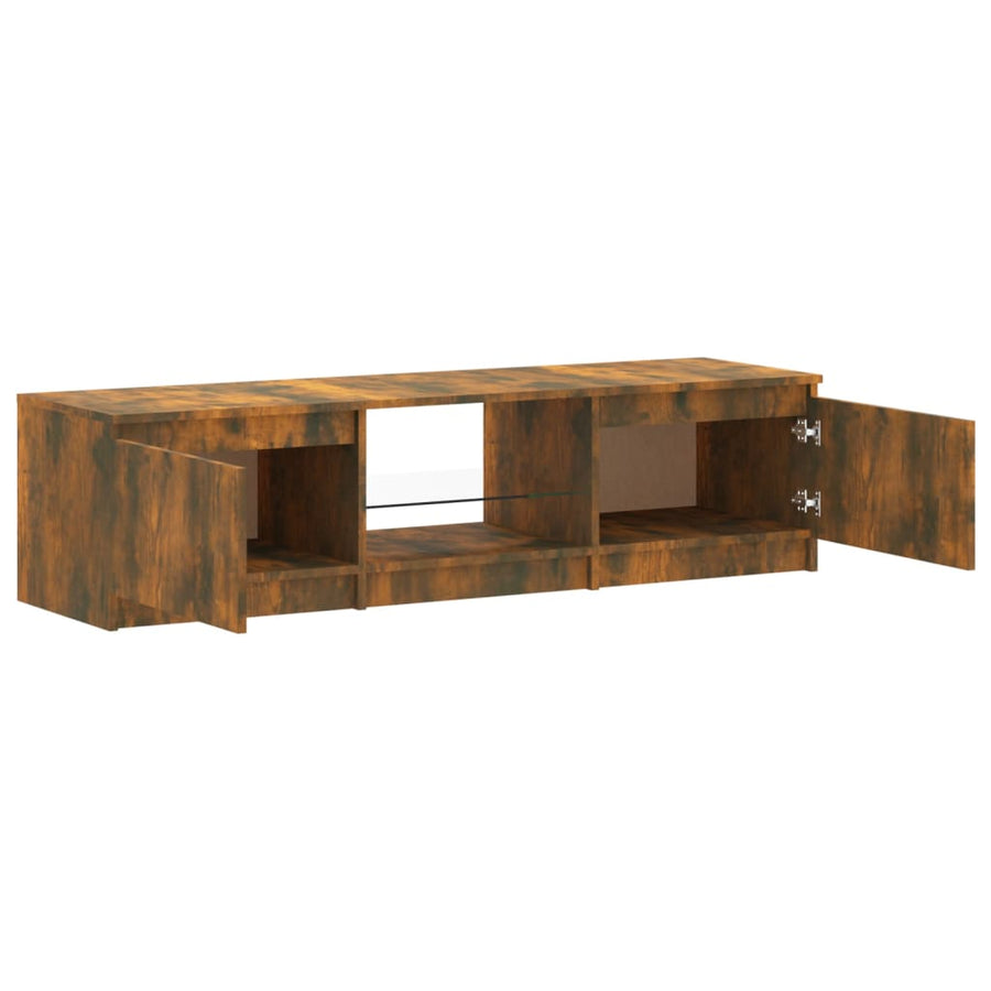 Tv-meubel LED-verlichting 140x40x35,5 cm gerookt eikenkleurig 140 x 40 x 35.5 cm Gerookt eiken