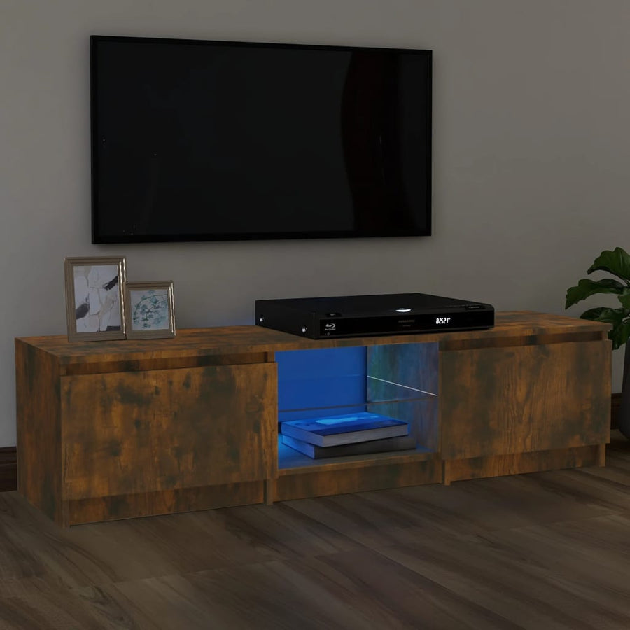 Tv-meubel LED-verlichting 140x40x35,5 cm gerookt eikenkleurig 140 x 40 x 35.5 cm Gerookt eiken