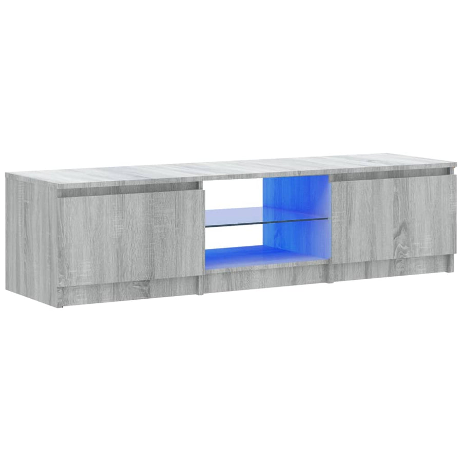 Tv-Meubel Met Led-Verlichting 140X40X35,5 Cm Grijs Sonoma Eiken 140 x 40 x 35.5 cm