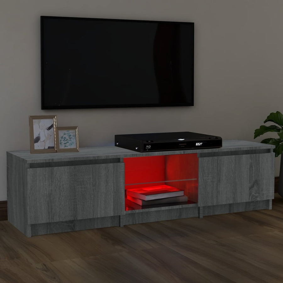 Tv-Meubel Met Led-Verlichting 140X40X35,5 Cm Grijs Sonoma Eiken 140 x 40 x 35.5 cm
