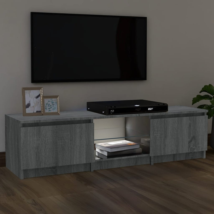 Tv-Meubel Met Led-Verlichting 140X40X35,5 Cm Grijs Sonoma Eiken 140 x 40 x 35.5 cm