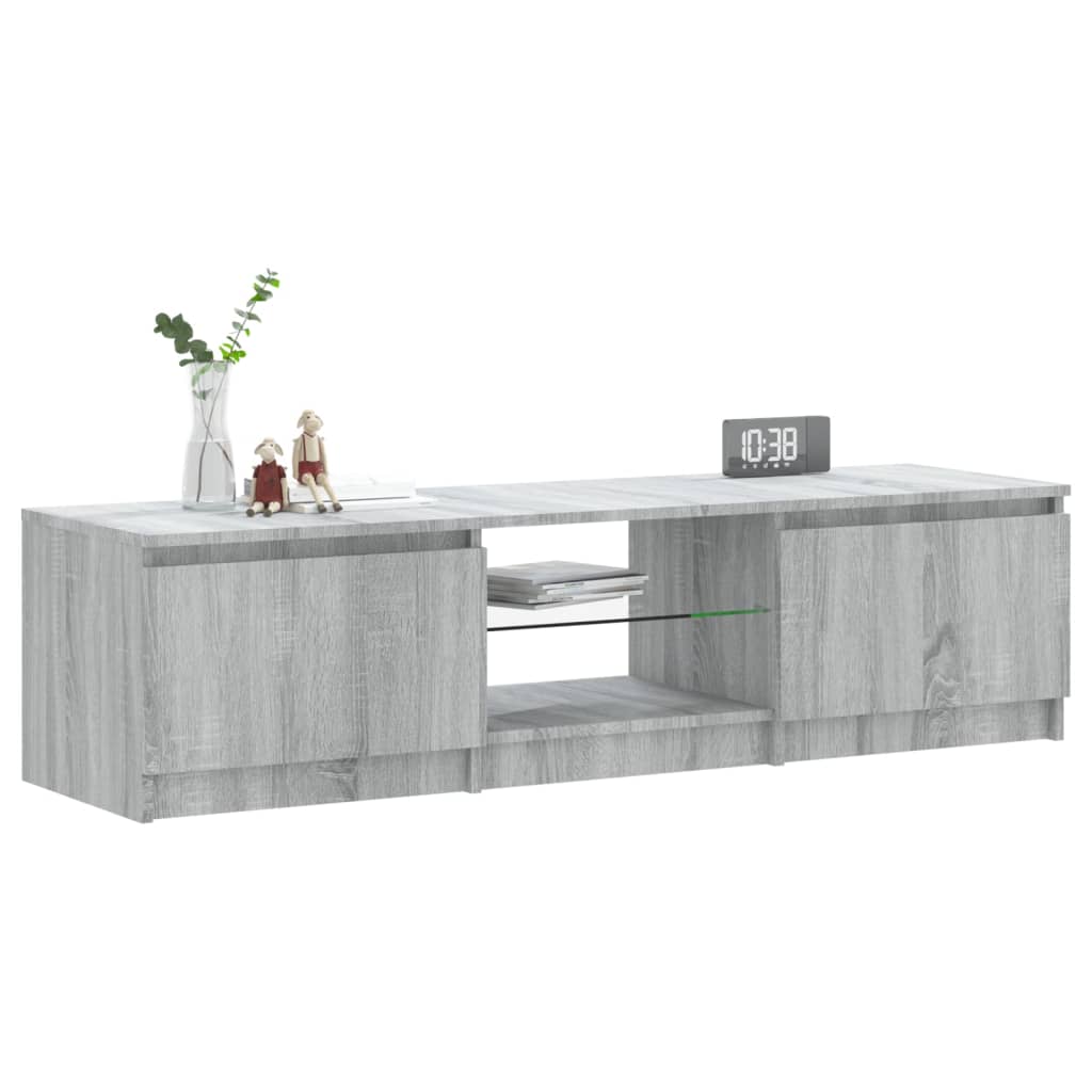 Tv-Meubel Met Led-Verlichting 140X40X35,5 Cm Grijs Sonoma Eiken 140 x 40 x 35.5 cm