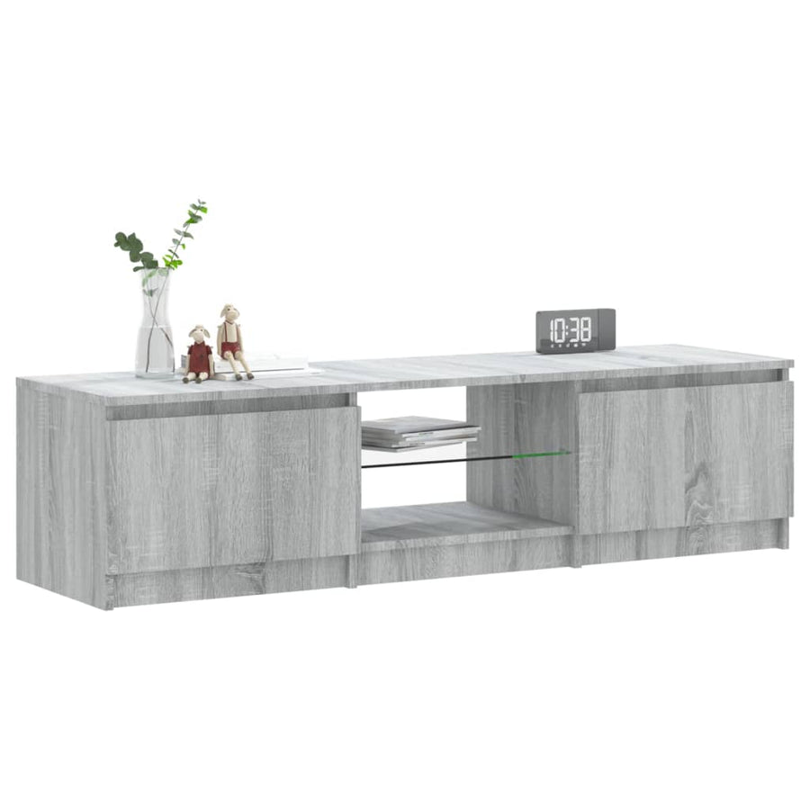 Tv-Meubel Met Led-Verlichting 140X40X35,5 Cm Grijs Sonoma Eiken 140 x 40 x 35.5 cm
