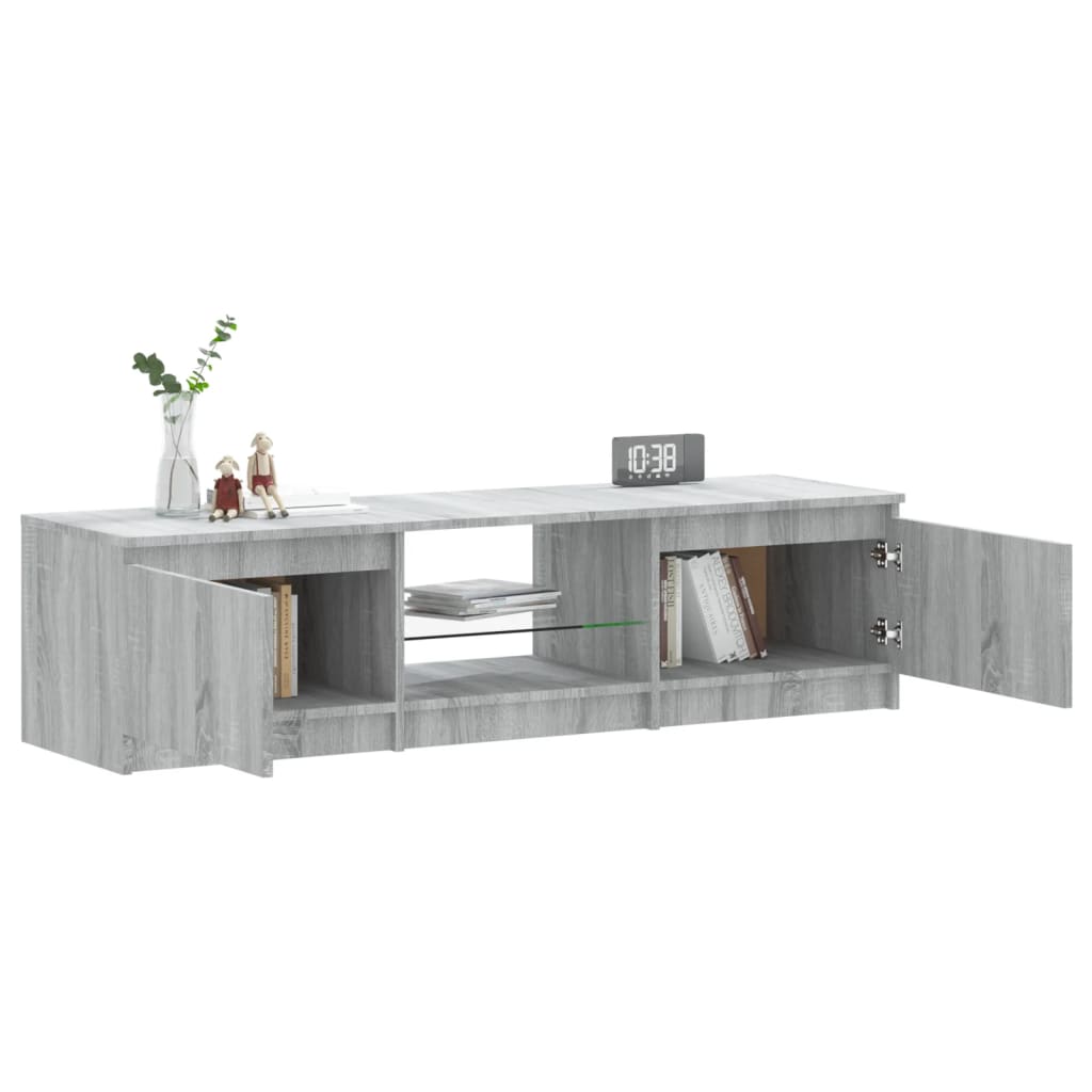 Tv-Meubel Met Led-Verlichting 140X40X35,5 Cm Grijs Sonoma Eiken 140 x 40 x 35.5 cm