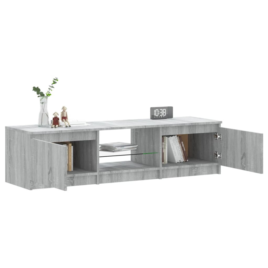Tv-Meubel Met Led-Verlichting 140X40X35,5 Cm Grijs Sonoma Eiken 140 x 40 x 35.5 cm
