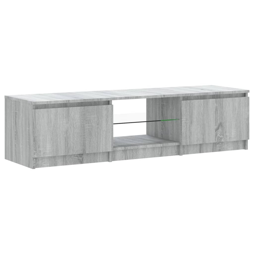 Tv-Meubel Met Led-Verlichting 140X40X35,5 Cm Grijs Sonoma Eiken 140 x 40 x 35.5 cm