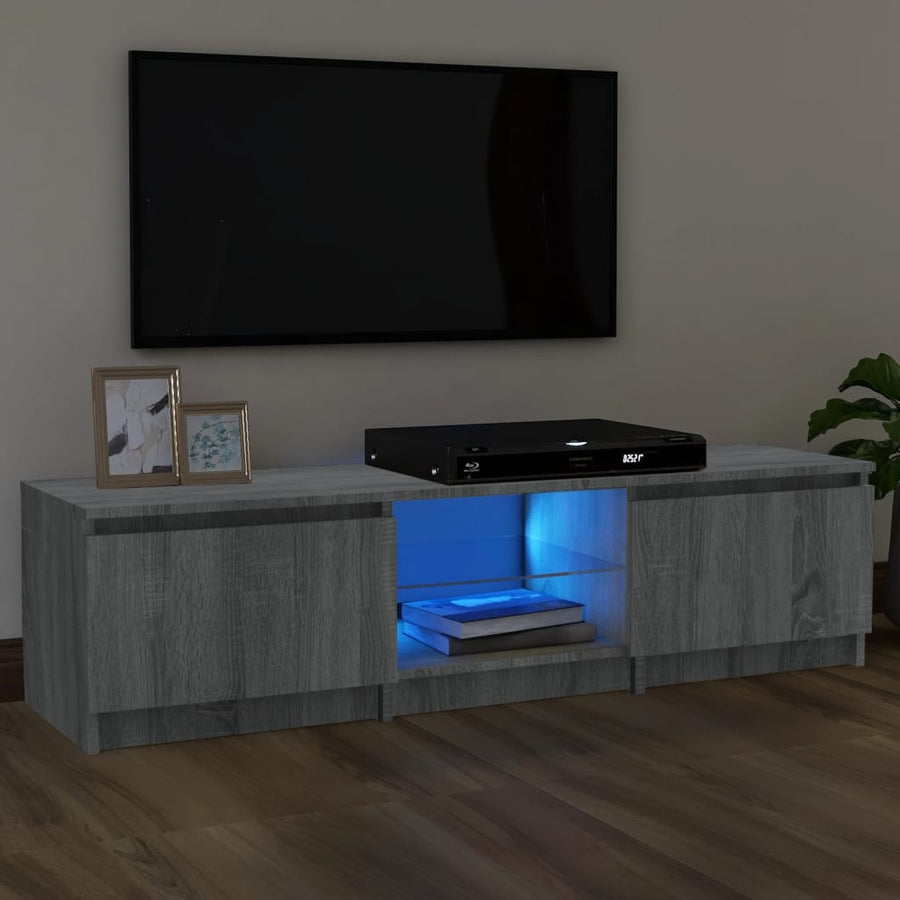 Tv-Meubel Met Led-Verlichting 140X40X35,5 Cm Grijs Sonoma Eiken 140 x 40 x 35.5 cm