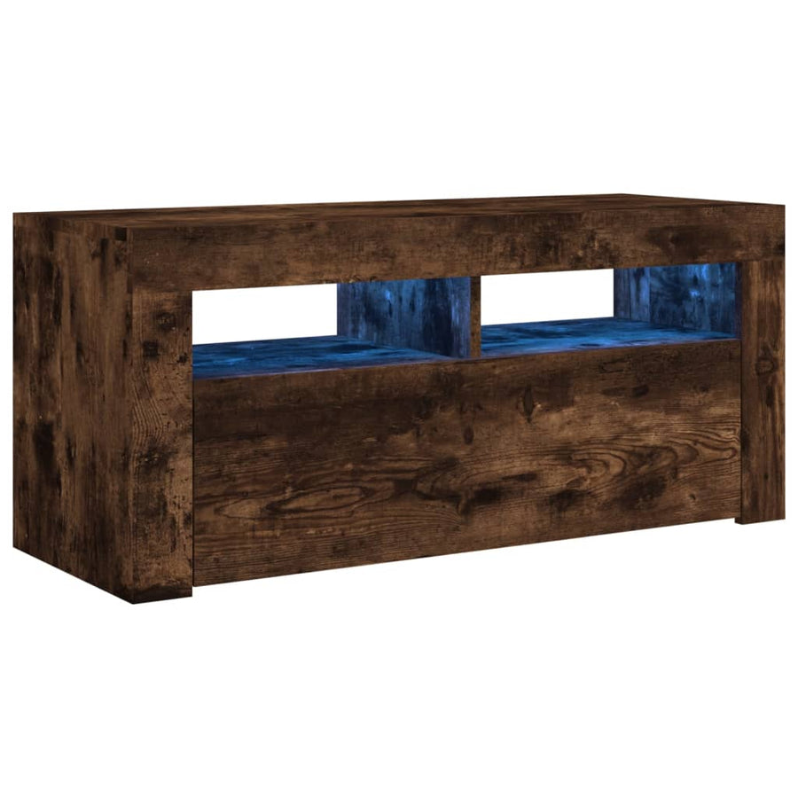 Tv-meubel met LED-verlichting 90x35x40 cm gerookt eikenkleurig Gerookt eiken