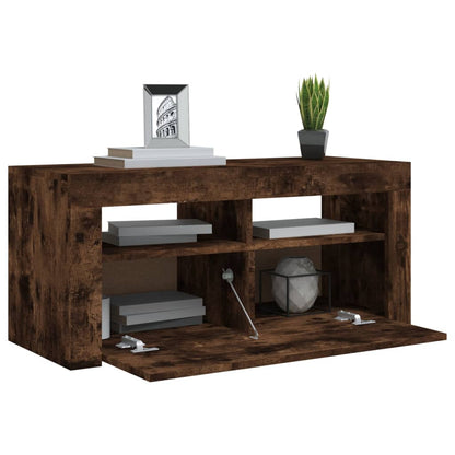 Tv-meubel met LED-verlichting 90x35x40 cm gerookt eikenkleurig Gerookt eiken