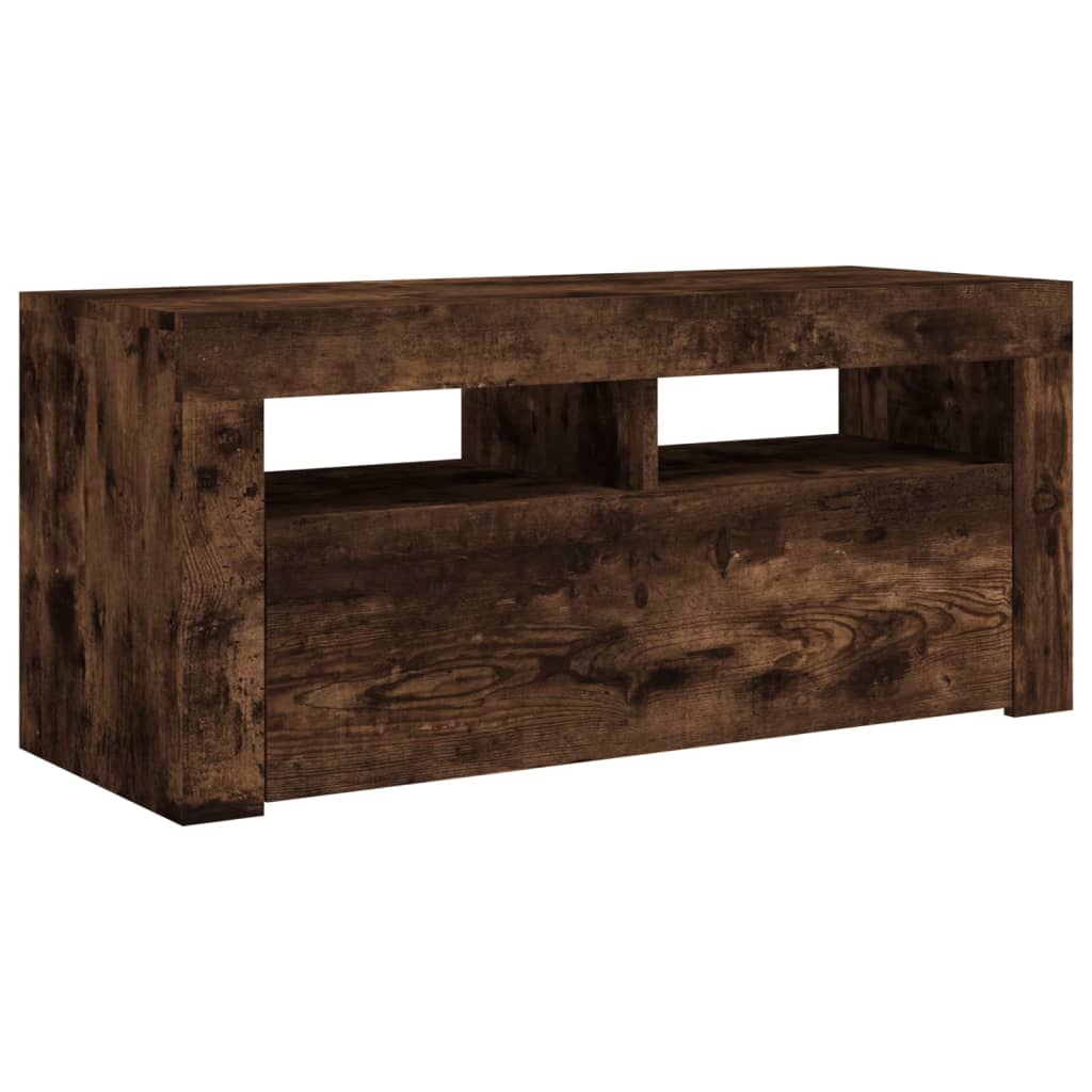 Tv-meubel met LED-verlichting 90x35x40 cm gerookt eikenkleurig Gerookt eiken