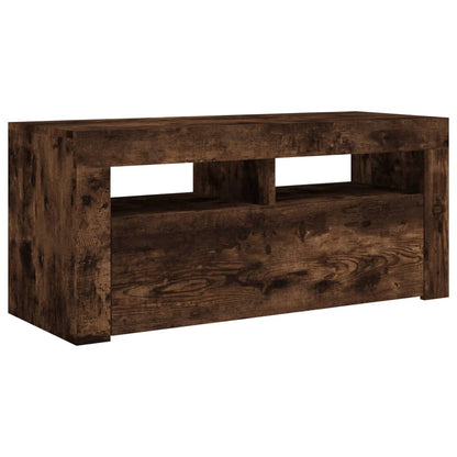 Tv-meubel met LED-verlichting 90x35x40 cm gerookt eikenkleurig Gerookt eiken