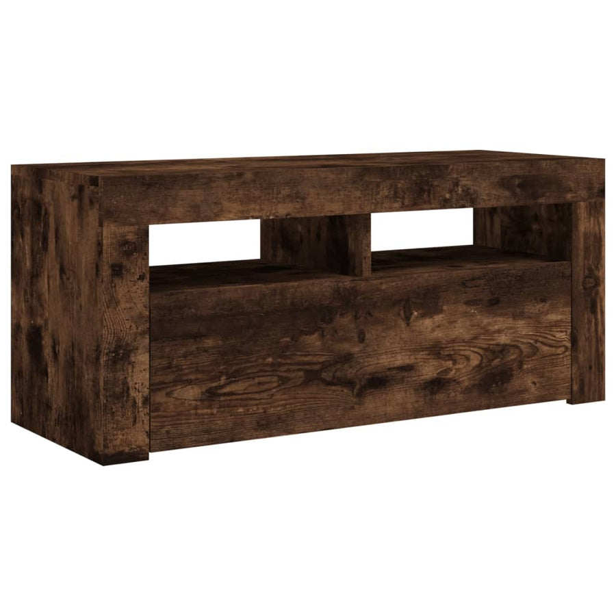 Tv-meubel met LED-verlichting 90x35x40 cm gerookt eikenkleurig Gerookt eiken