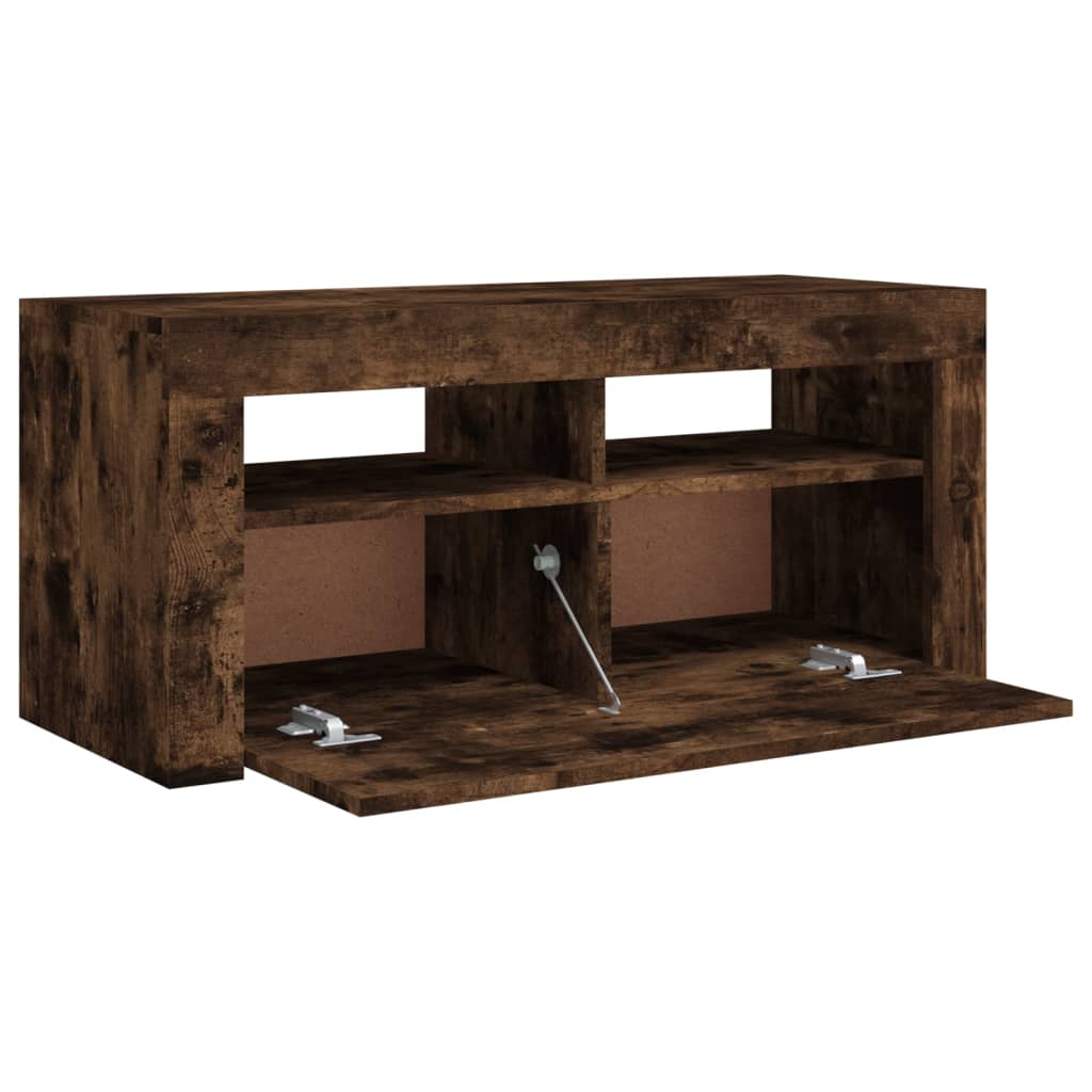 Tv-meubel met LED-verlichting 90x35x40 cm gerookt eikenkleurig Gerookt eiken