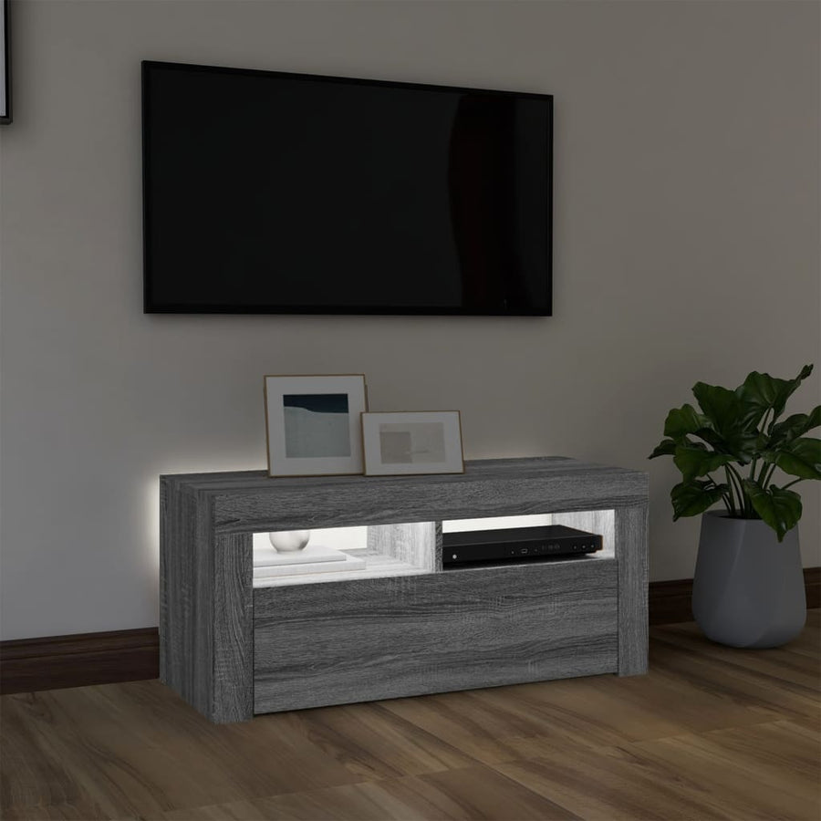 Tv-meubel met LED-verlichting 90x35x40 cm grijs sonoma eiken Grijs sonoma