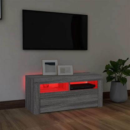 Tv-meubel met LED-verlichting 90x35x40 cm grijs sonoma eiken Grijs sonoma